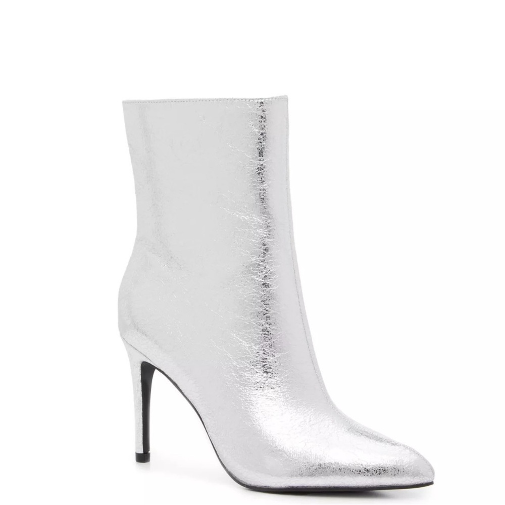 Silver High Heel Ankle Boots
